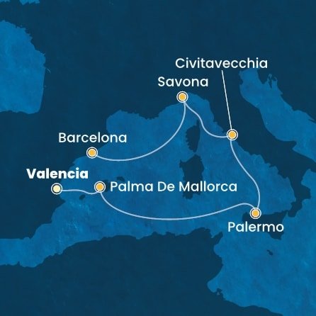 Španělsko, Itálie z Valencie na lodi Costa Pacifica