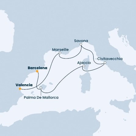 Španělsko, Francie, Itálie z Valencie na lodi Costa Diadema