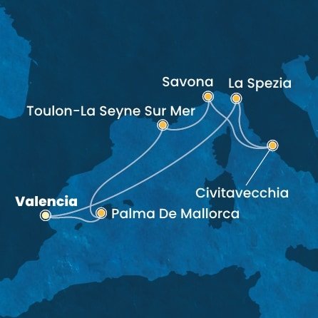 Španělsko, Itálie, Francie z Valencie na lodi Costa Pacifica