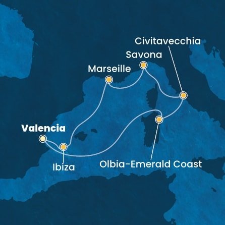 Španělsko, Itálie, Francie z Valencie na lodi Costa Pacifica