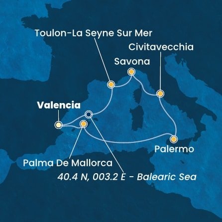 Španělsko, Itálie, Francie z Valencie na lodi Costa Pacifica