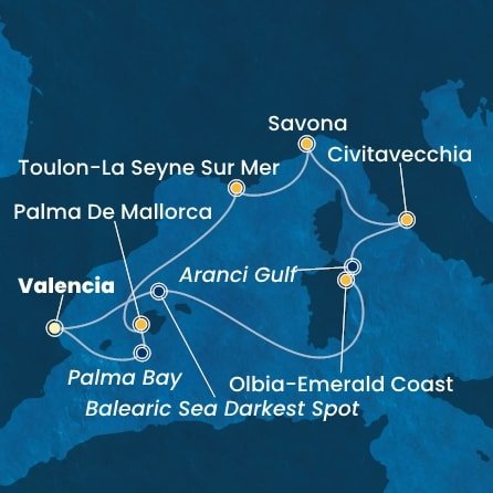 Španělsko, Itálie, Francie z Valencie na lodi Costa Pacifica