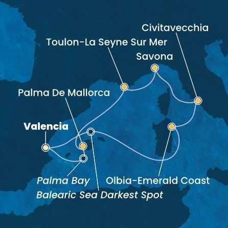 Španělsko, Itálie, Francie z Valencie na lodi Costa Pacifica