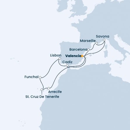 Španělsko, Portugalsko, Francie, Itálie z Valencie na lodi Costa Diadema