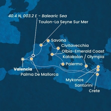 Španělsko, Řecko, Itálie, Francie z Valencie na lodi Costa Pacifica