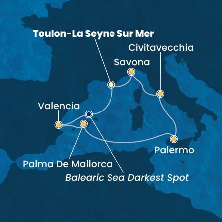 Francie, Španělsko, Itálie z Toulonu na lodi Costa Pacifica