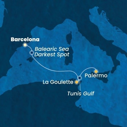 Španělsko, Tunisko, Itálie z Barcelony na lodi Costa Smeralda