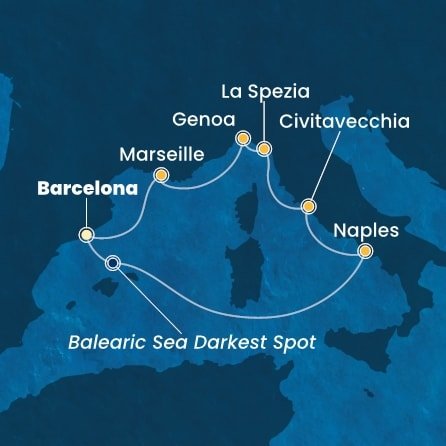 Španělsko, Itálie, Francie z Barcelony na lodi Costa Toscana