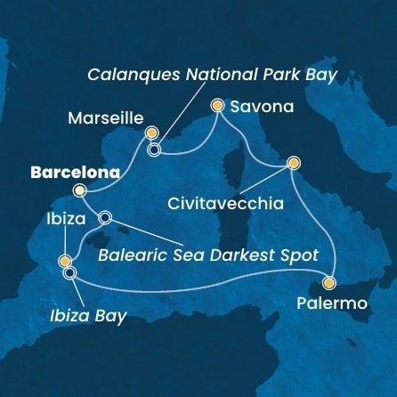 Španělsko, Itálie, Francie z Barcelony na lodi Costa Toscana