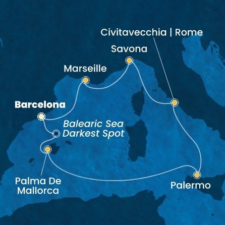 Španělsko, Itálie, Francie z Barcelony na lodi Costa Toscana