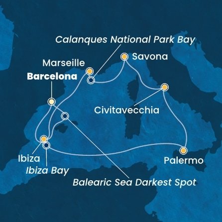 Španělsko, Itálie, Francie z Barcelony na lodi Costa Smeralda