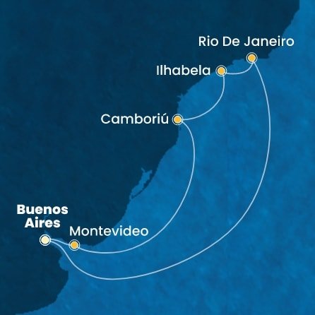 Argentina, Uruguay, Brazílie z Buenos Aires na lodi Costa Favolosa