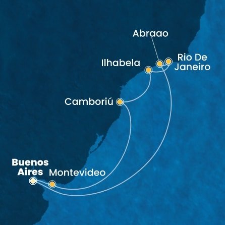 Argentina, Uruguay, Brazílie z Buenos Aires na lodi Costa Favolosa