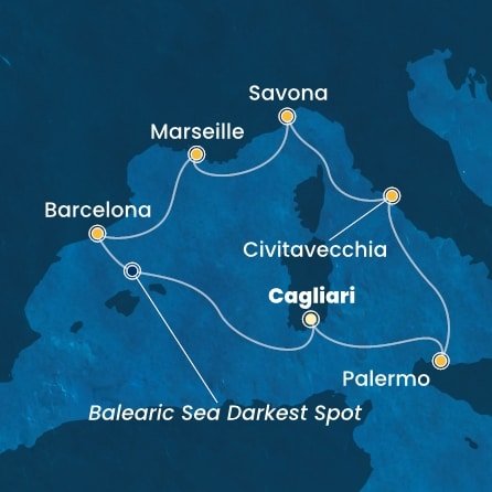 Itálie, Francie, Španělsko z Cagliari na lodi Costa Smeralda