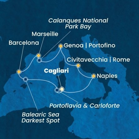 Itálie, Francie, Španělsko z Cagliari na lodi Costa Smeralda