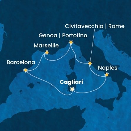 Itálie, Francie, Španělsko z Cagliari na lodi Costa Smeralda
