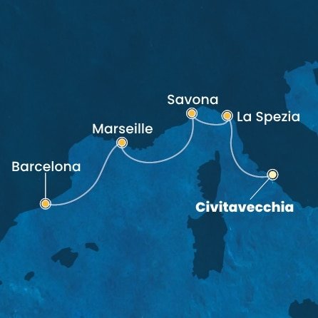 Itálie, Francie, Španělsko z Civitavecchia na lodi Costa Toscana