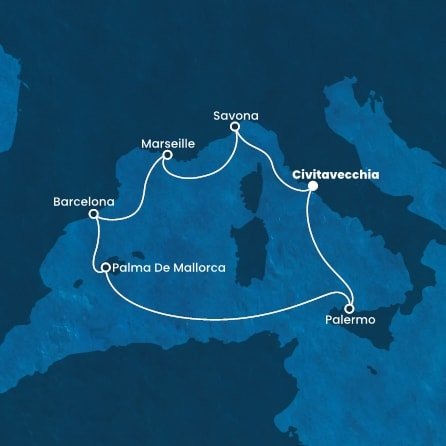 Itálie, Francie, Španělsko z Civitavecchia na lodi Costa Toscana