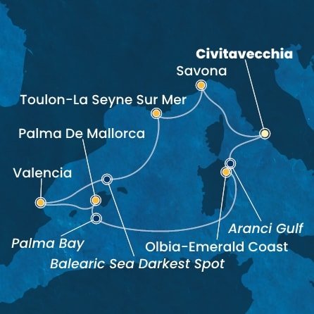 Itálie, Francie, Španělsko z Civitavecchia na lodi Costa Pacifica