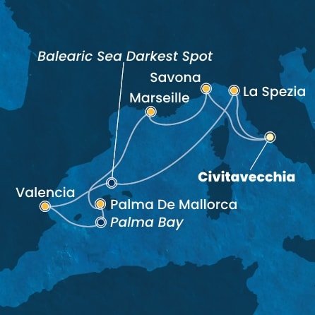 Itálie, Francie, Španělsko z Civitavecchia na lodi Costa Pacifica