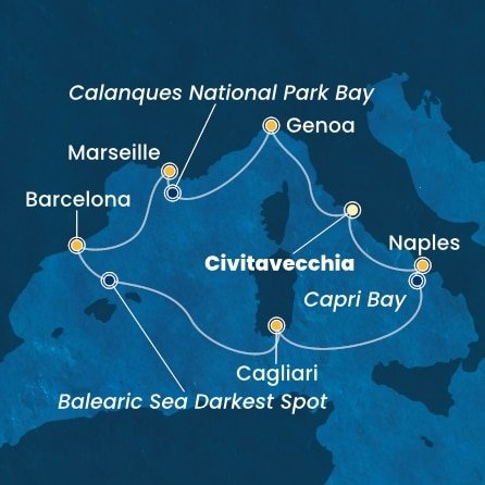 Itálie, Francie, Španělsko z Civitavecchia na lodi Costa Toscana Itálie, Francie, Španělsko z Civitavecchia na lodi Costa Toscana