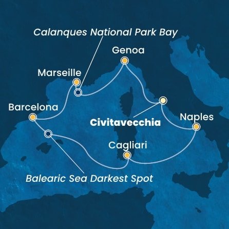 Itálie, Francie, Španělsko z Civitavecchia na lodi Costa Toscana