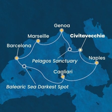Itálie, Francie, Španělsko z Civitavecchia na lodi Costa Smeralda