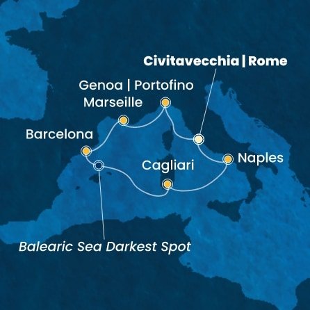 Itálie, Francie, Španělsko z Civitavecchia na lodi Costa Smeralda
