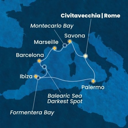 Itálie, Francie, Španělsko z Civitavecchia na lodi Costa Toscana
