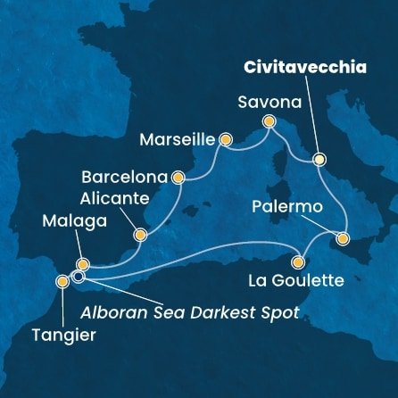 Itálie, Francie, Španělsko, Maroko, Tunisko z Civitavecchia na lodi Costa Toscana