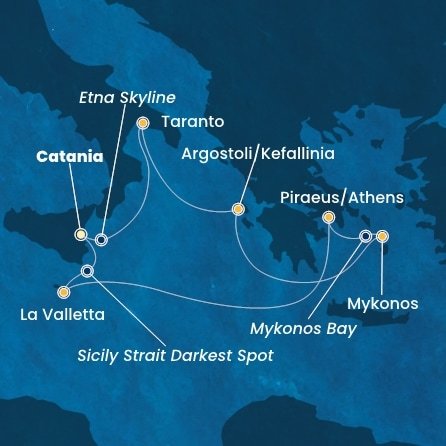 Itálie, Řecko, Malta z Katánie na lodi Costa Fascinosa
