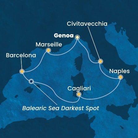 Itálie, Francie, Španělsko z Janova na lodi Costa Smeralda