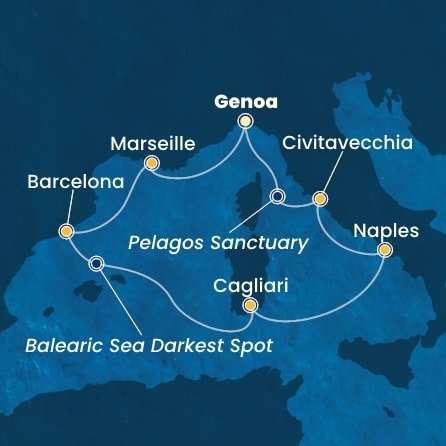 Itálie, Francie, Španělsko z Janova na lodi Costa Smeralda