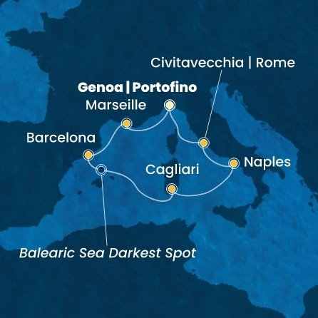 Itálie, Francie, Španělsko z Janova na lodi Costa Smeralda