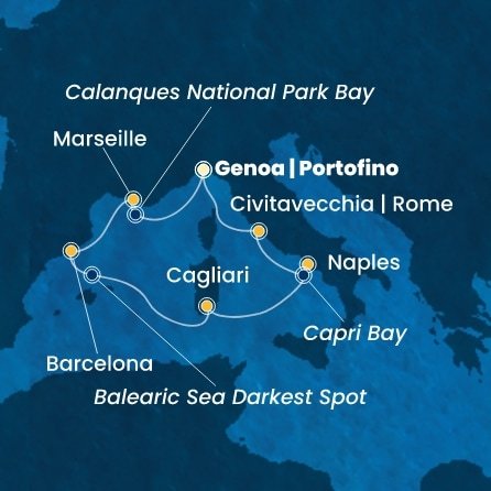 Itálie, Francie, Španělsko z Janova na lodi Costa Toscana