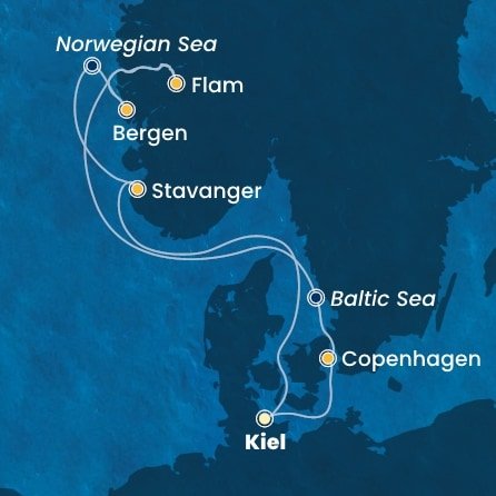 Německo, Dánsko, Norsko z Kielu na lodi Costa Diadema