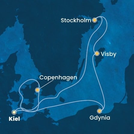 Německo, Dánsko, Polsko, Švédsko z Kielu na lodi Costa Diadema