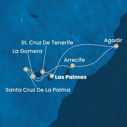 Španělsko, La Gomera, Maroko z Las Palmas na lodi Costa Fortuna