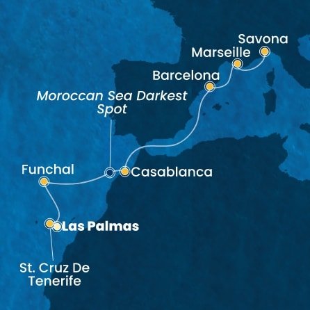 Španělsko, Portugalsko, Maroko, Francie, Itálie z Las Palmas na lodi Costa Fortuna