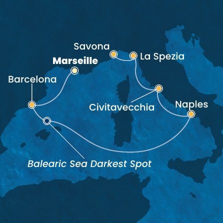 Francie, Španělsko, Itálie z Marseille na lodi Costa Toscana