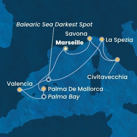 Francie, Španělsko, Itálie z Marseille na lodi Costa Pacifica