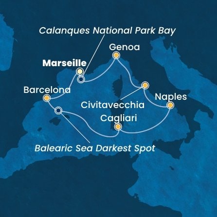 Francie, Španělsko, Itálie z Marseille na lodi Costa Toscana