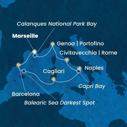 Francie, Španělsko, Itálie z Marseille na lodi Costa Toscana