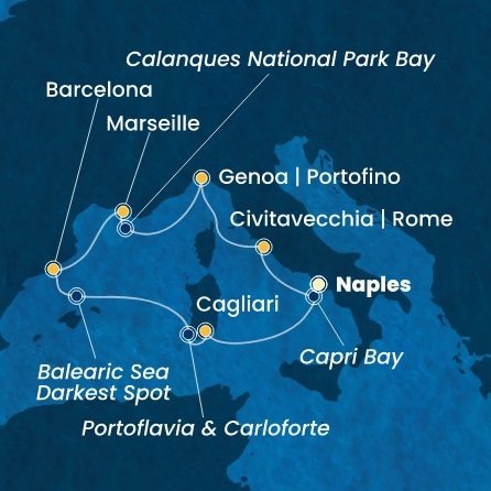 Itálie, Francie, Španělsko z Neapole na lodi Costa Smeralda