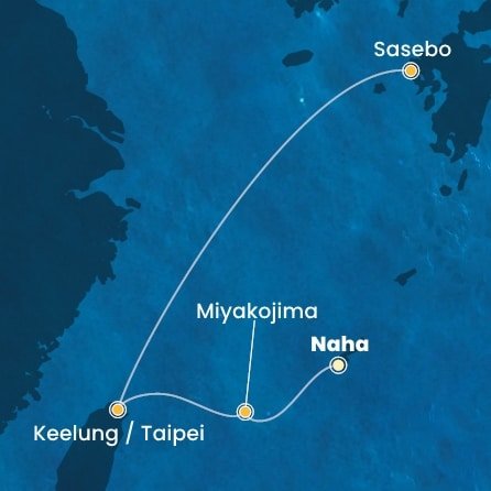 Japonsko, Tchaj-wan z Naha na lodi Costa Serena