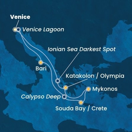 Itálie, Řecko z Marghery na lodi Costa Deliziosa