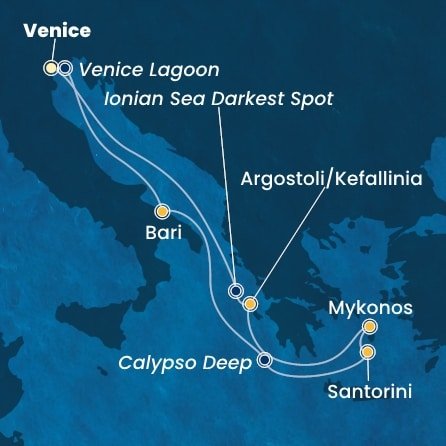 Itálie, Řecko z Marghery na lodi Costa Deliziosa
