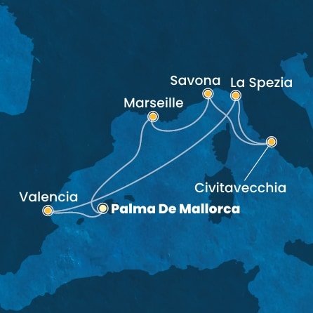 Španělsko, Itálie, Francie z Palma de Mallorca na lodi Costa Pacifica