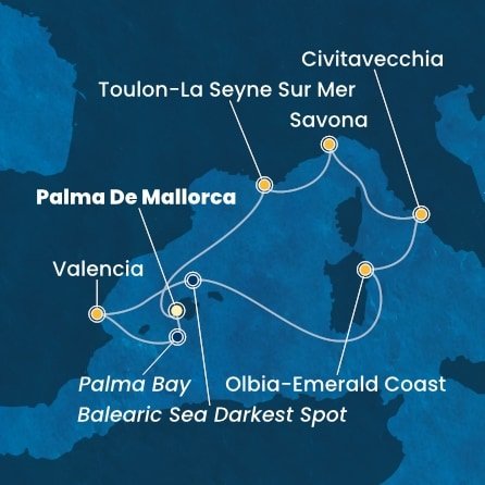 Španělsko, Itálie, Francie z Palma de Mallorca na lodi Costa Pacifica