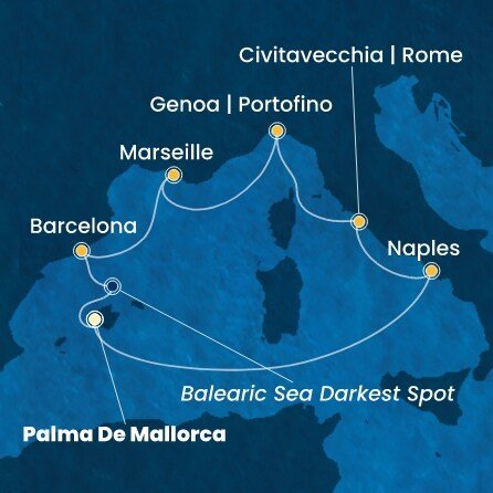 Španělsko, Itálie, Francie z Palma de Mallorca na lodi Costa Toscana